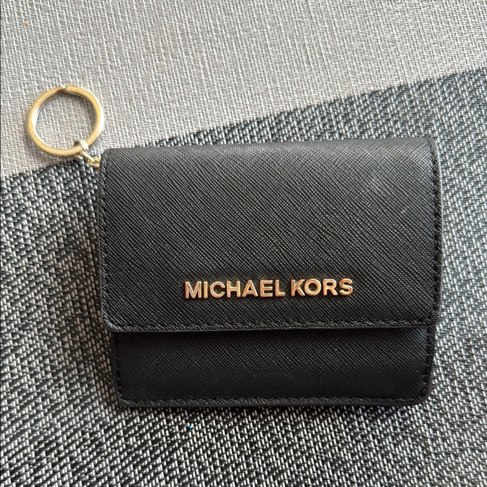 Michael Kors Black and Gold Key Card Holder